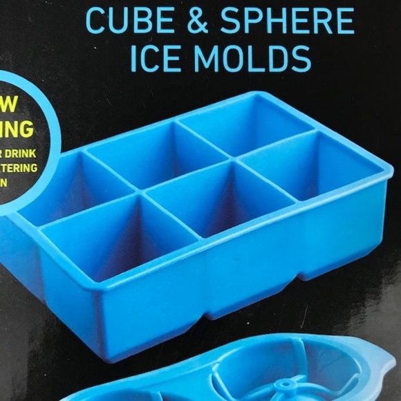 NWOT Sharper Image 2 PC XL Slow Melting Cube & Sphere Ice Molds Combo Pack - Picture 4 of 12